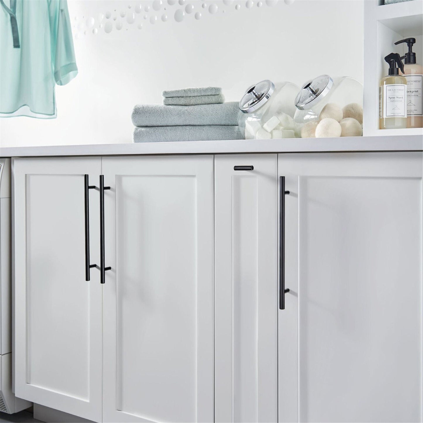 4.5 Inch(115mm) Hole Center Cabinet Handles Pulls For Kitchen Stainless Steel Matte Black Drawer Pulls ( 179mm，Length）