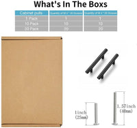 4.5 Inch(115mm) Hole Center Cabinet Handles Pulls For Kitchen Stainless Steel Matte Black Drawer Pulls ( 179mm，Length）