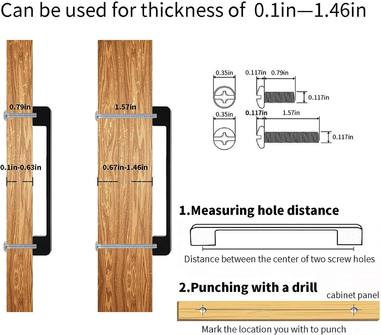 Black Cabinet Pulls，Square Cabinet Handle Drawer Pulls，Aluminum Alloy Kitchen Cabinet Pulls(96mm,128mm,192mm,320mm)