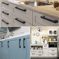 Black Cabinet Pulls，Square Cabinet Handle Drawer Pulls，Zinc Alloy Kitchen Cabinet Pulls(96mm,128mm,160mm,192mm,224mm,256mm,320mm)