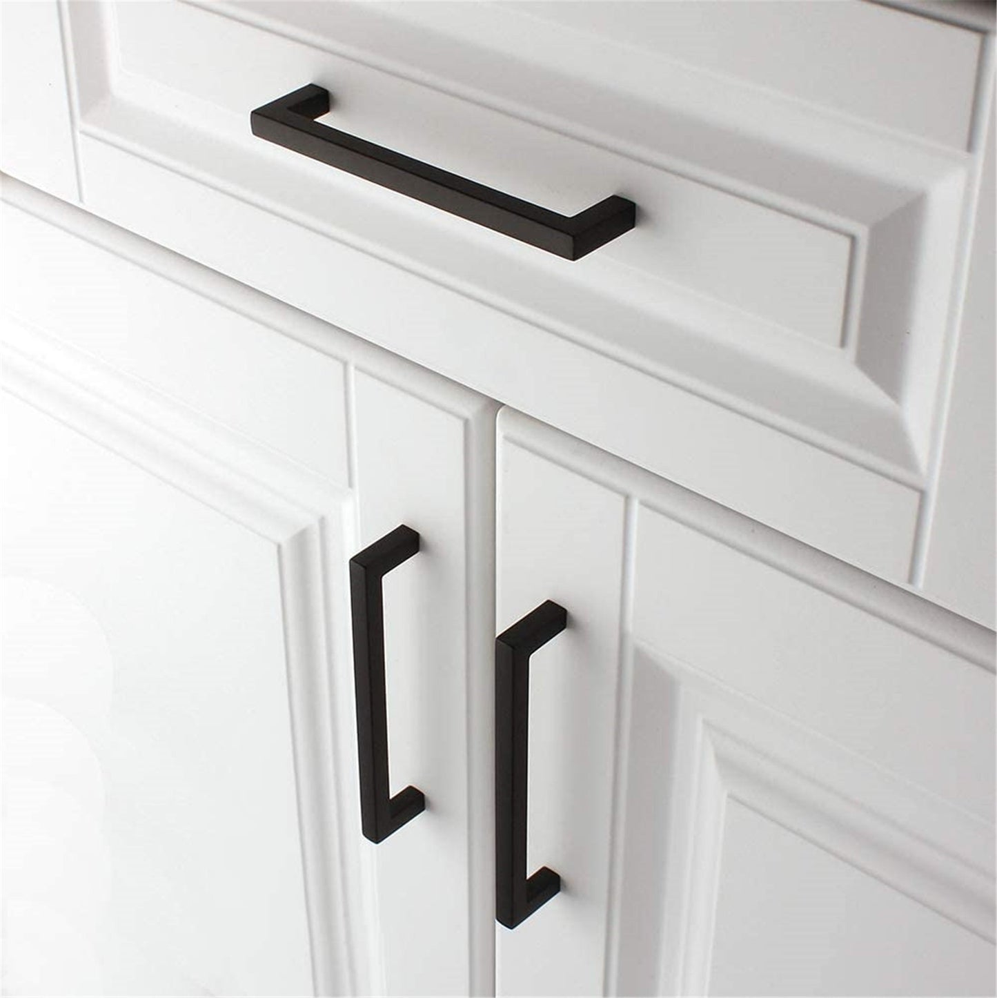 6-1/4 inch Hole Center Black Cabinet Pulls，Drawer Pulls Black Cabinet Handles for Kitchen Matte Black Cupboard Handles