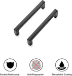 10 Pack 6 Inch(152mm) Hole Centers Matte Black Square Cabinet Door Handles