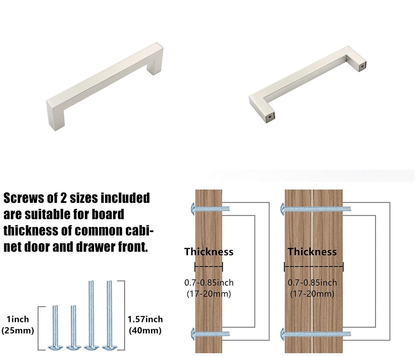 Brushed Nickel Drawer Pulls 5 inch(128mm) Hole Center，Modern Cabinet Hardware Bar Pulls for Drawer Cabinets Cupboard