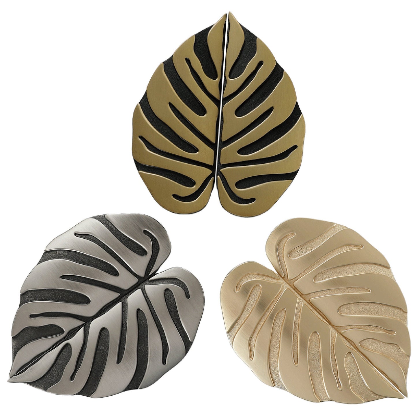 Creative Leaf Shape Handle Knob with Mounting Screws for Kitchen Cupboard Cabinet Wardrobe Drawer Door (Gold, 64mm)