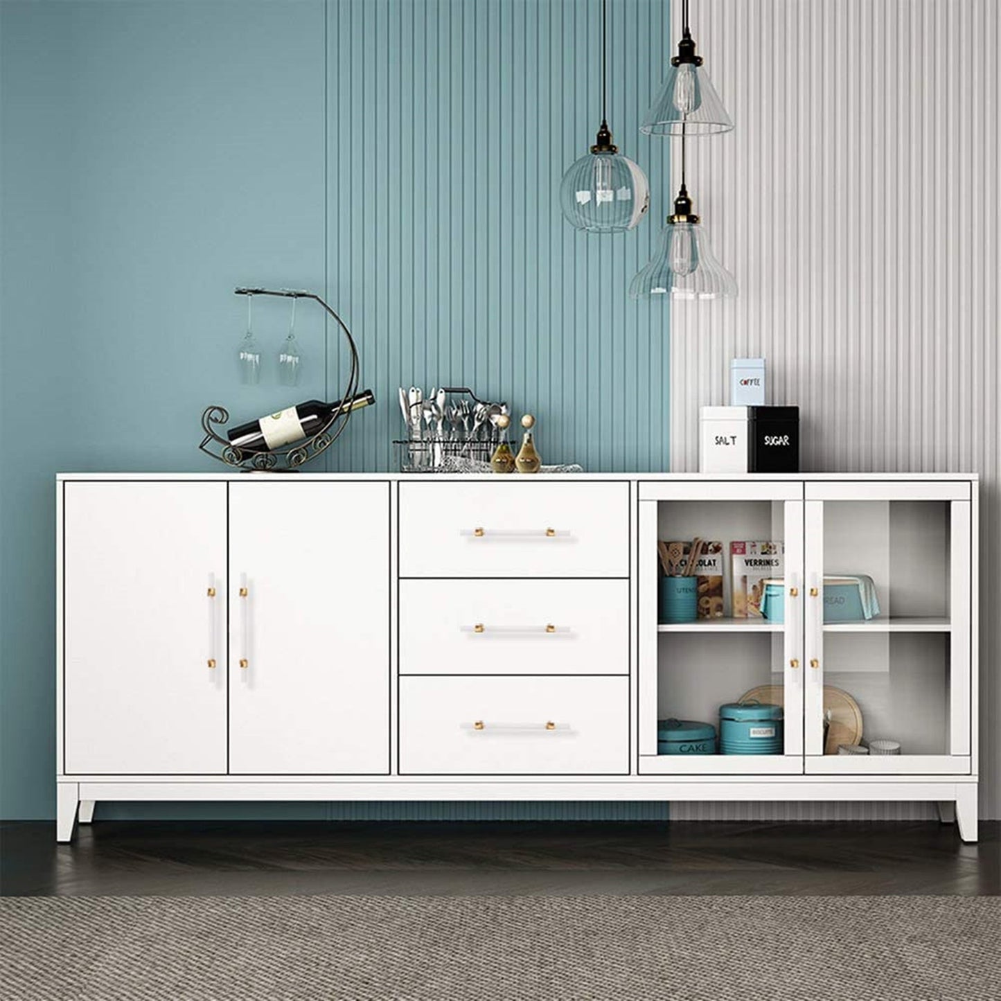 Brushed Brass Cabinet Pulls Arcylic Drawer Pulls - Acrylic Round Bar Series - Hole Centers(Knob,2.5",3",3.5,3.75,4",5",6.25",7.5",10")