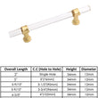 Brushed Brass Cabinet Pulls Arcylic Drawer Pulls - Acrylic Round Bar Series - Hole Centers(Knob,2.5",3",3.5,3.75,4",5",6.25",7.5",10")