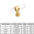 Brushed Brass Cabinet Pulls Arcylic Drawer Pulls - Acrylic Round Bar Series - Hole Centers(Single Hole Knob)