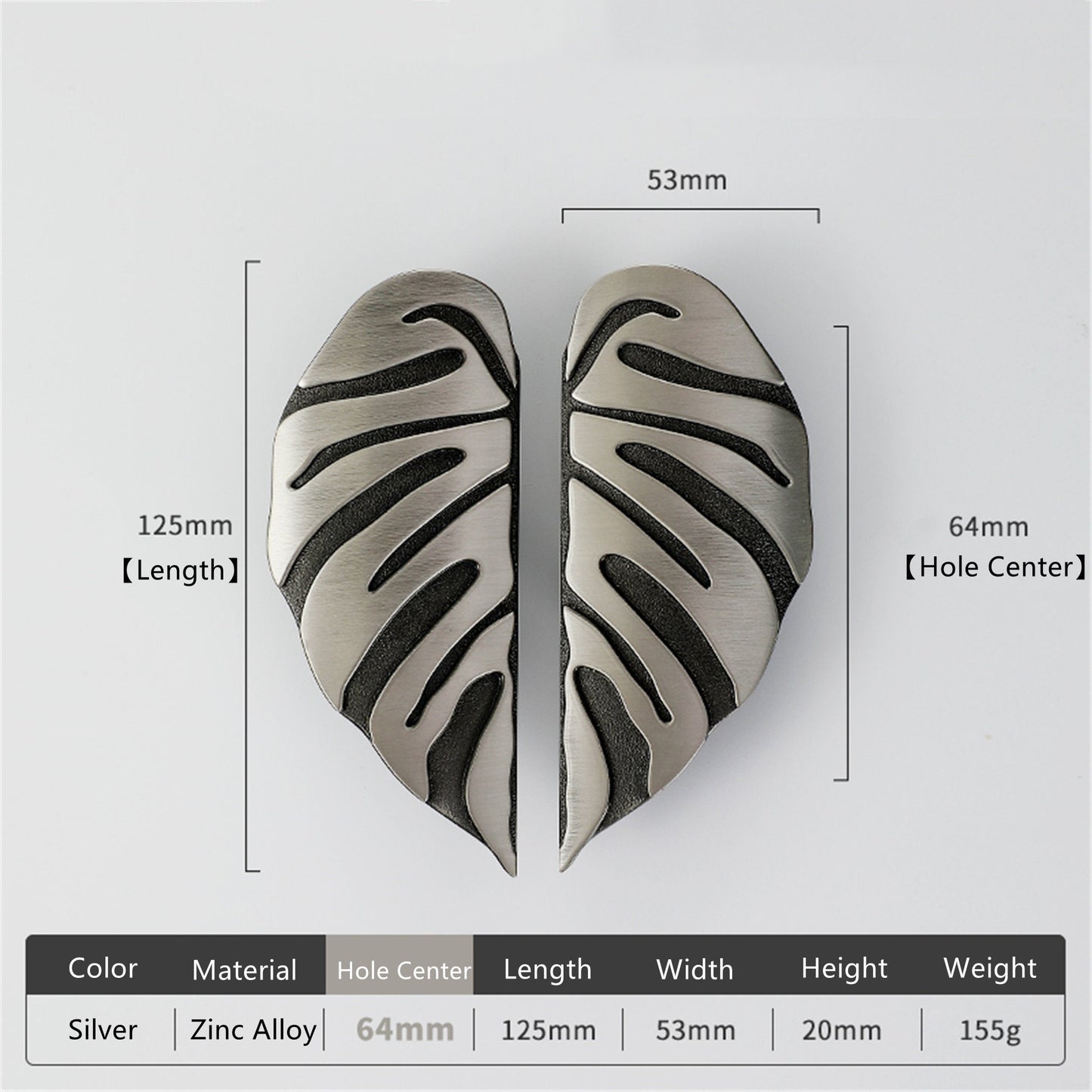 Creative Leaf Shape Handle Knob with Mounting Screws for Kitchen Cupboard Cabinet Wardrobe Drawer Door (Silver Ancient, 64mm)