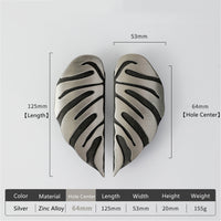 Creative Leaf Shape Handle Knob with Mounting Screws for Kitchen Cupboard Cabinet Wardrobe Drawer Door (Silver Ancient, 64mm)
