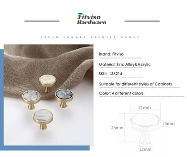 Brushed Brass Dresser Knobs | Zinc Alloy Drawer Knobs | Gold Drawer Knobs Pulls Suitable for Kitchen Cabinets Cupboard (Landscape Pearl)