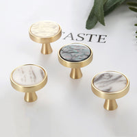 Brushed Brass Dresser Knobs，Zinc Alloy Drawer Knobs，Gold Drawer Knobs Pulls Suitable for Kitchen Cabinets Cupboard(Stripes Pearl)
