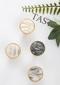 Brushed Brass Dresser Knobs，Zinc Alloy Drawer Knobs，Gold Drawer Knobs Pulls Suitable for Kitchen Cabinets Cupboard (Yellow Pearl)