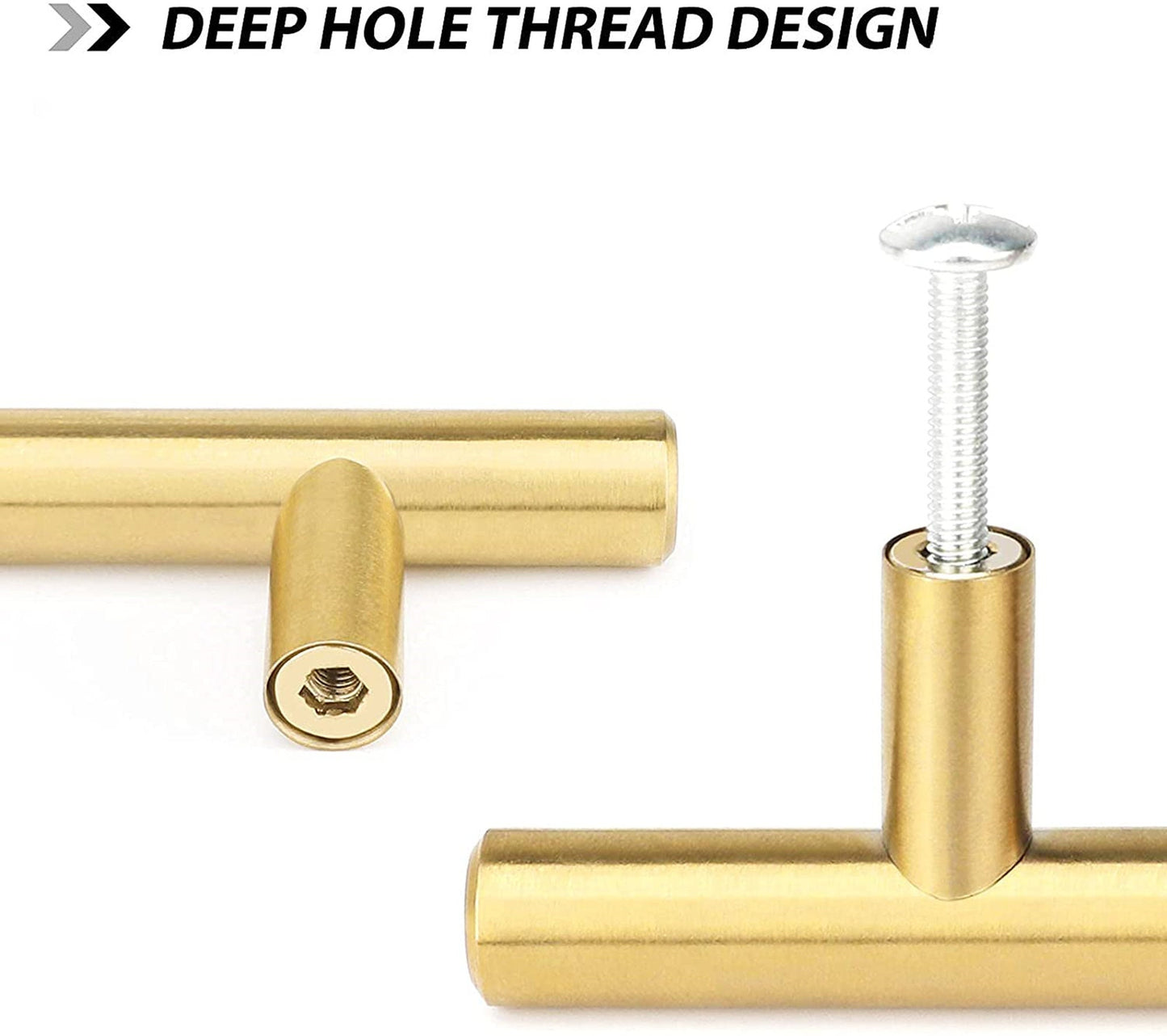 Brushed Brass Cabinet Pulls，Stainless Steel Drawer Handles，5" Hole Center Drawer Pulls and Door Knobs for Dresser Drawers