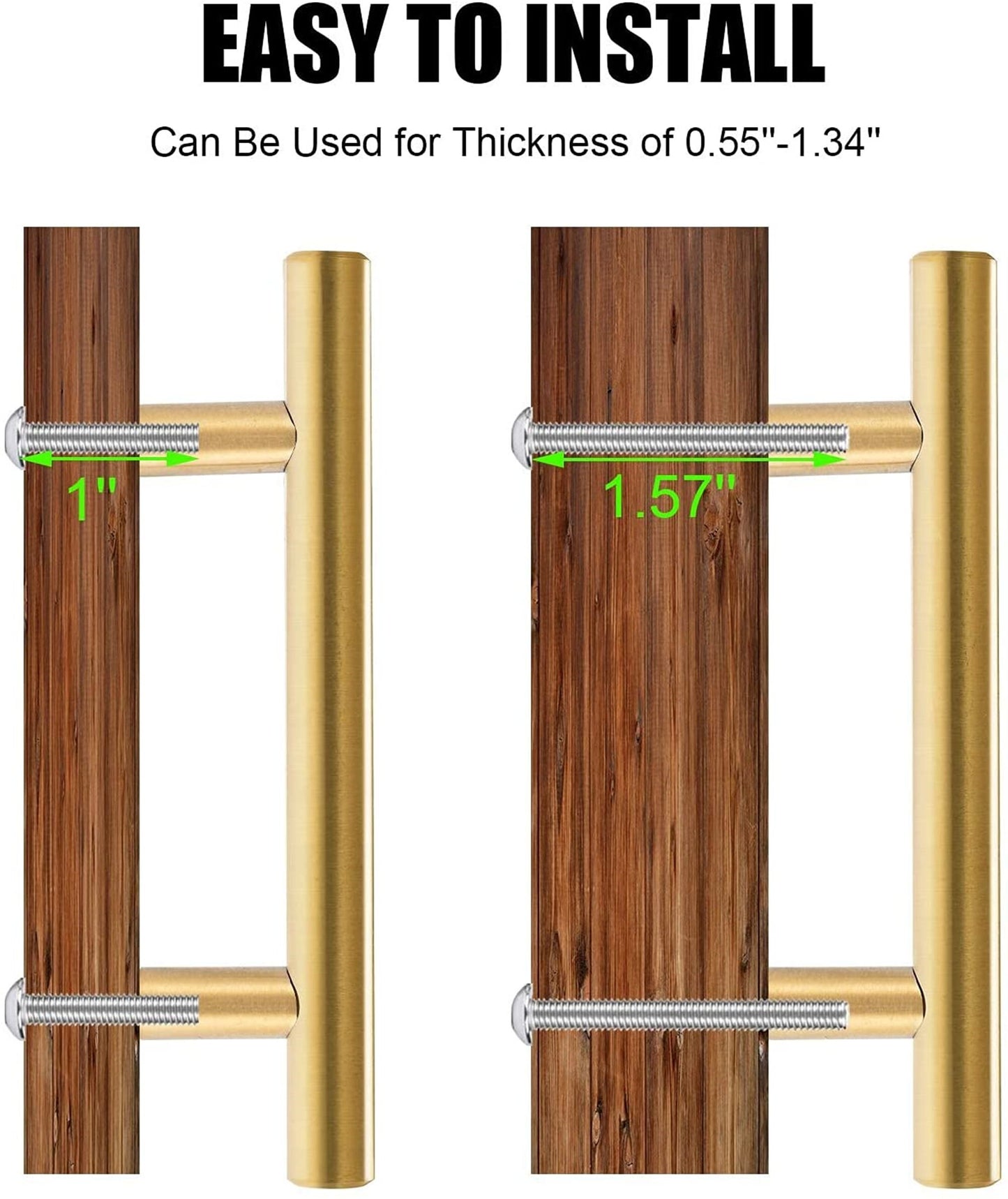 Brushed Brass Cabinet Pulls，Stainless Steel Drawer Handles，5" Hole Center Drawer Pulls and Door Knobs for Dresser Drawers