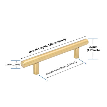 Brushed Brass Cabinet Pulls，Stainless Steel Drawer Handles，3.75