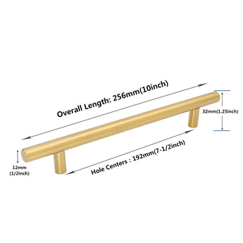 Brushed Brass Cabinet Pulls，Stainless Steel Drawer Handles，7-1/2
