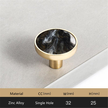 Brushed Brass Round Cabinet Knob，Gold Drawer Dreeser Pull，1.25 inch Diameter，Unique Style for Modern Home Décor