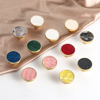 Brushed Brass Round Cabinet Knob，Gold Drawer Dreeser Pull，1.25 inch Diameter，Unique Style for Modern Home Décor
