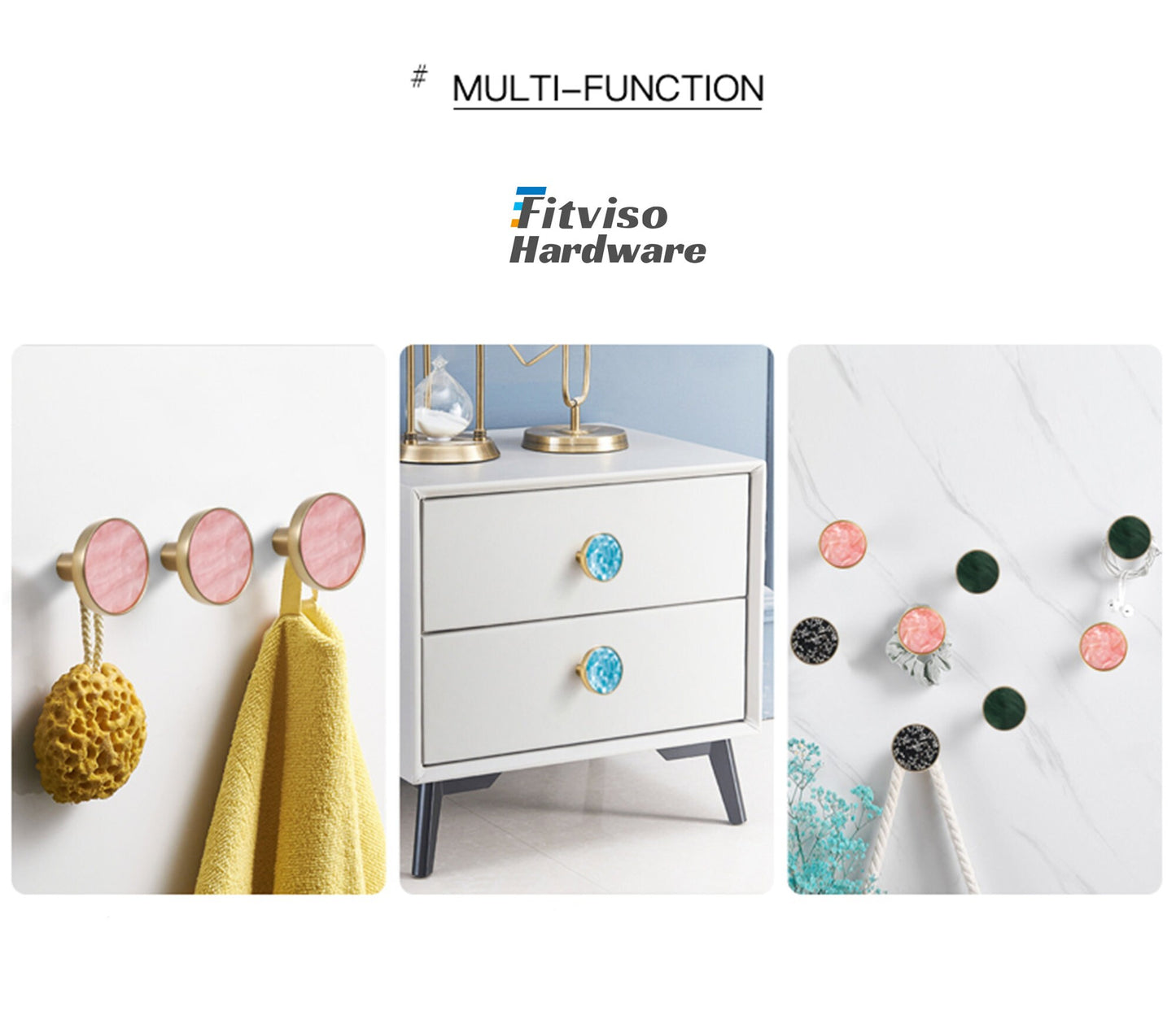 Brushed Brass Round Cabinet Knob，Gold Drawer Dreeser Pull，1.25 inch Diameter，Unique Style for Modern Home Décor