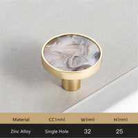Brushed Brass Round Cabinet Knob，Gold Drawer Dreeser Pull，1.25 inch Diameter，Unique Style for Modern Home Décor