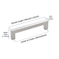 Brushed Nickel Drawer Pulls 5 inch(128mm) Hole Center，Modern Cabinet Hardware Bar Pulls for Drawer Cabinets Cupboard