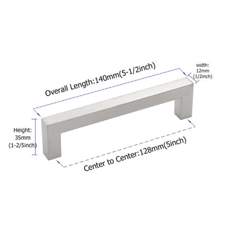 Brushed Nickel Drawer Pulls 5 inch(128mm) Hole Center，Modern Cabinet Hardware Bar Pulls for Drawer Cabinets Cupboard