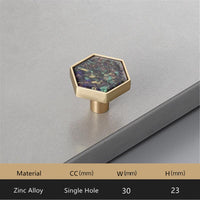 Brushed Brass Knobs, Solid Brass Cabinet Knobs, 1.18"(30mm) Hexagon Dresser Knobs for Modern Home Décor