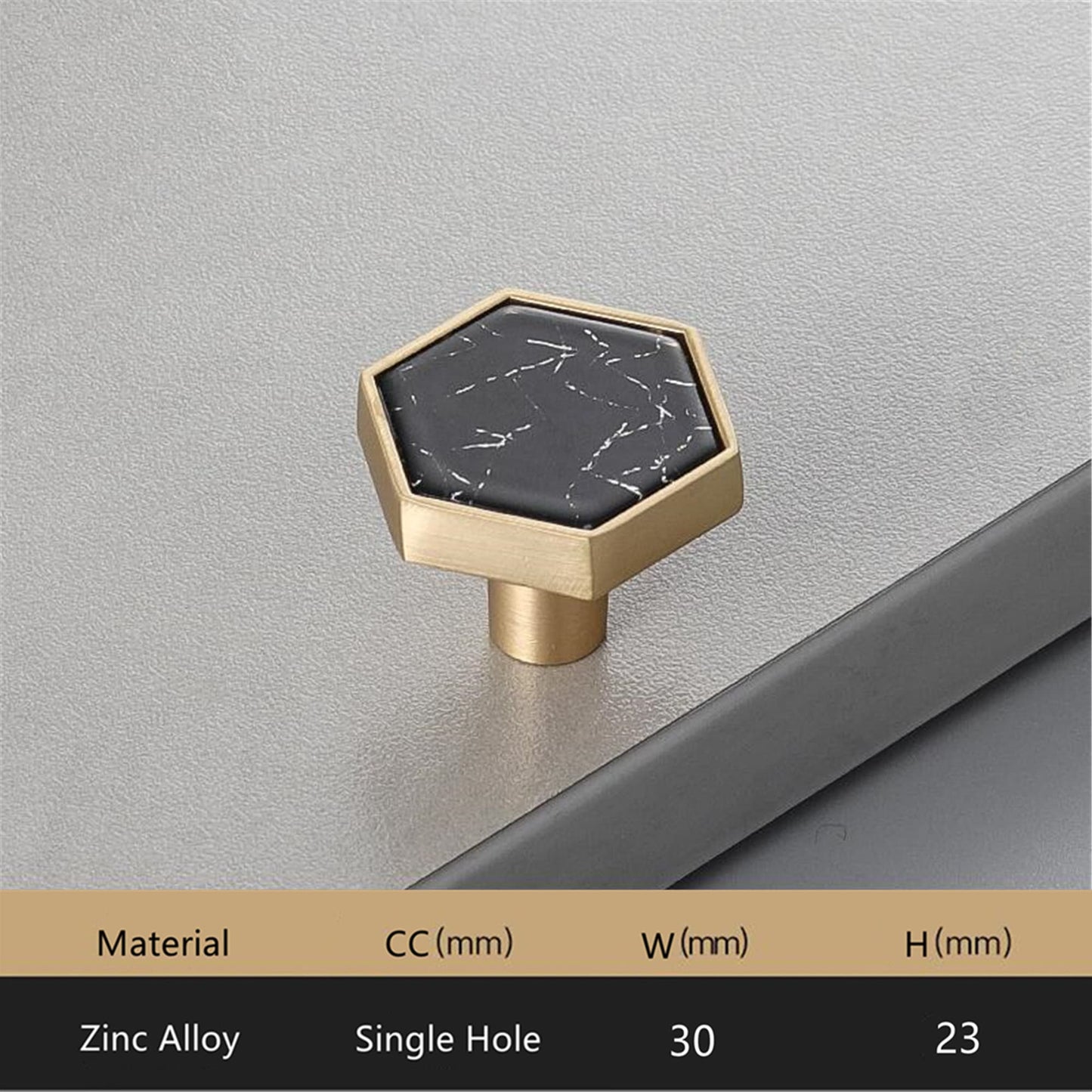 Brushed Brass Knobs, Solid Brass Cabinet Knobs, 1.18"(30mm) Hexagon Dresser Knobs for Modern Home Décor