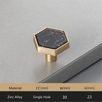 Brushed Brass Knobs, Solid Brass Cabinet Knobs, 1.18"(30mm) Hexagon Dresser Knobs for Modern Home Décor