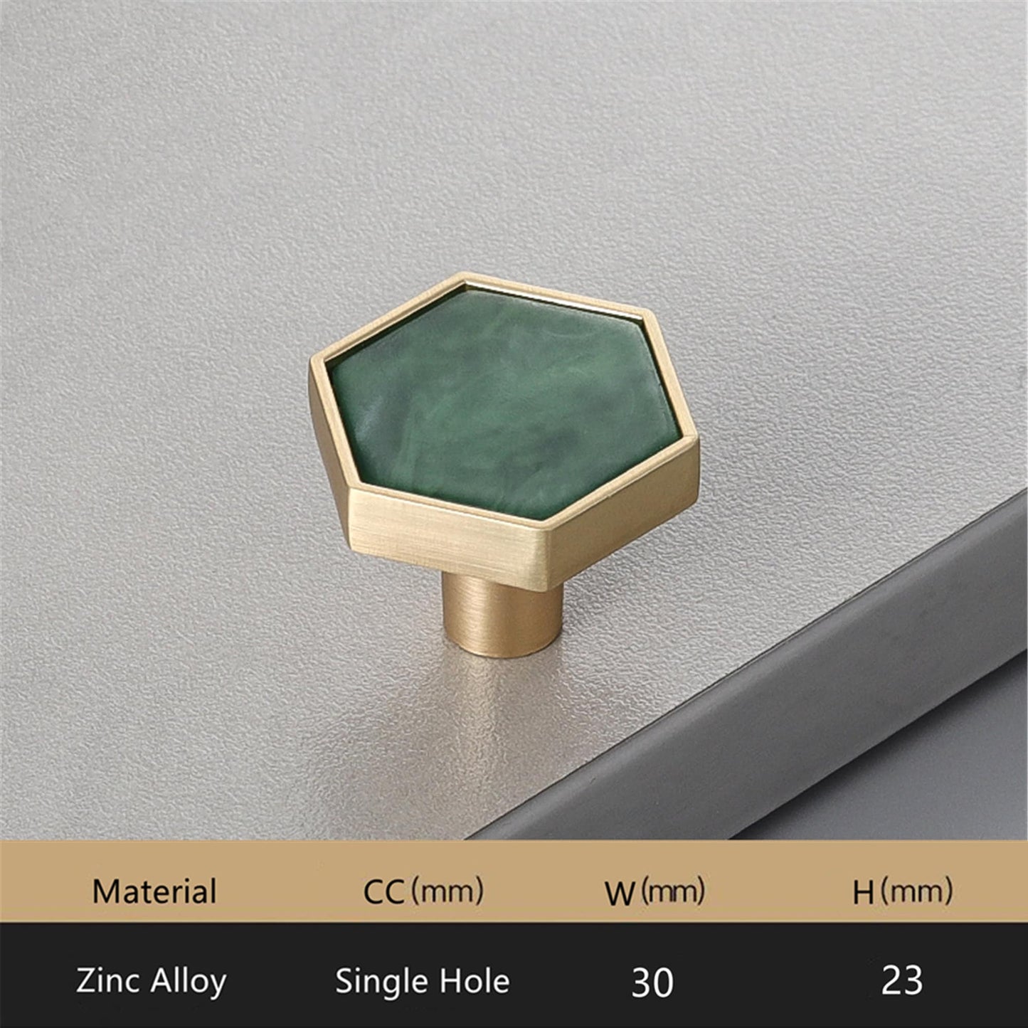 Brushed Brass Knobs, Solid Brass Cabinet Knobs, 1.18"(30mm) Hexagon Dresser Knobs for Modern Home Décor