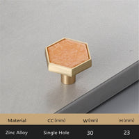 Brushed Brass Knobs, Solid Brass Cabinet Knobs, 1.18"(30mm) Hexagon Dresser Knobs for Modern Home Décor