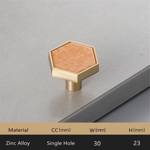 Brushed Brass Knobs, Solid Brass Cabinet Knobs, 1.18"(30mm) Hexagon Dresser Knobs for Modern Home Décor