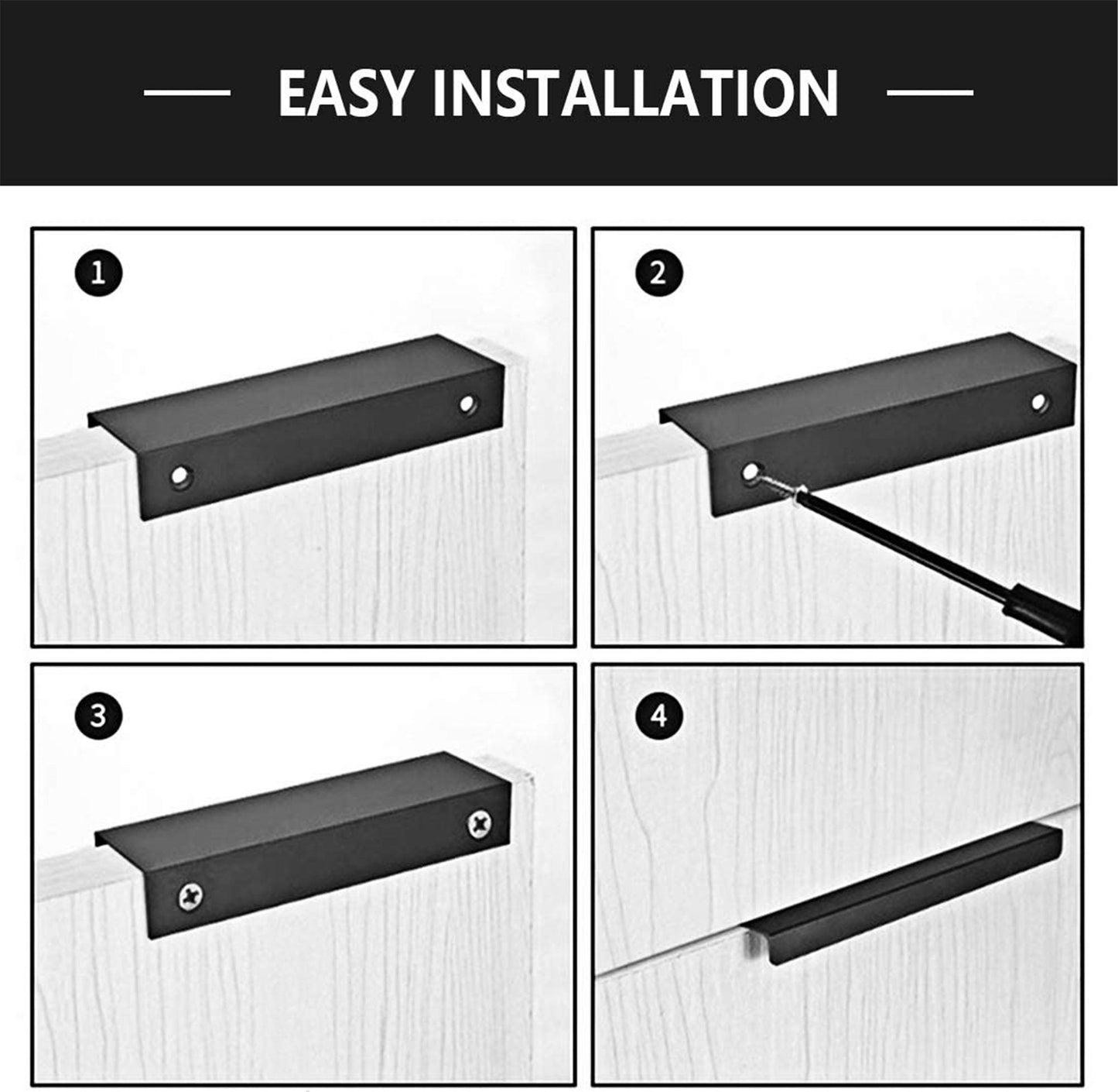 Modern Finger Edge Pulls Tab Pulls，Aluminum Alloy Hidden Pulls Kitchen Cupboard Furniture Hardware - (Black，CC: 128mm)