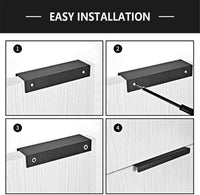 Modern Finger Edge Pulls Tab Pulls，Aluminum Alloy Hidden Handles Kitchen Cupboard Furniture Hardware - (Black，CC: 76mm)