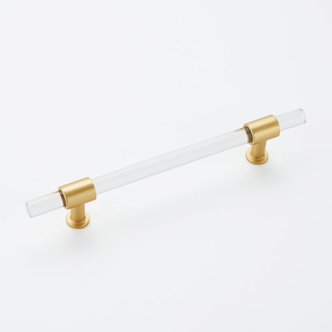 1 Pack 3 inch(Center to Center) Brushed Brass Cabinet Pulls Arcylic Drawer Pulls (76mm，Hole Center)