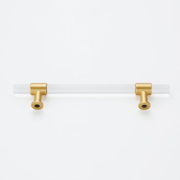 1 Pack 3 inch(Center to Center) Brushed Brass Cabinet Pulls Arcylic Drawer Pulls (76mm，Hole Center)