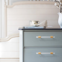 1 Pack 3 inch(Center to Center) Brushed Brass Cabinet Pulls Arcylic Drawer Pulls (76mm，Hole Center)