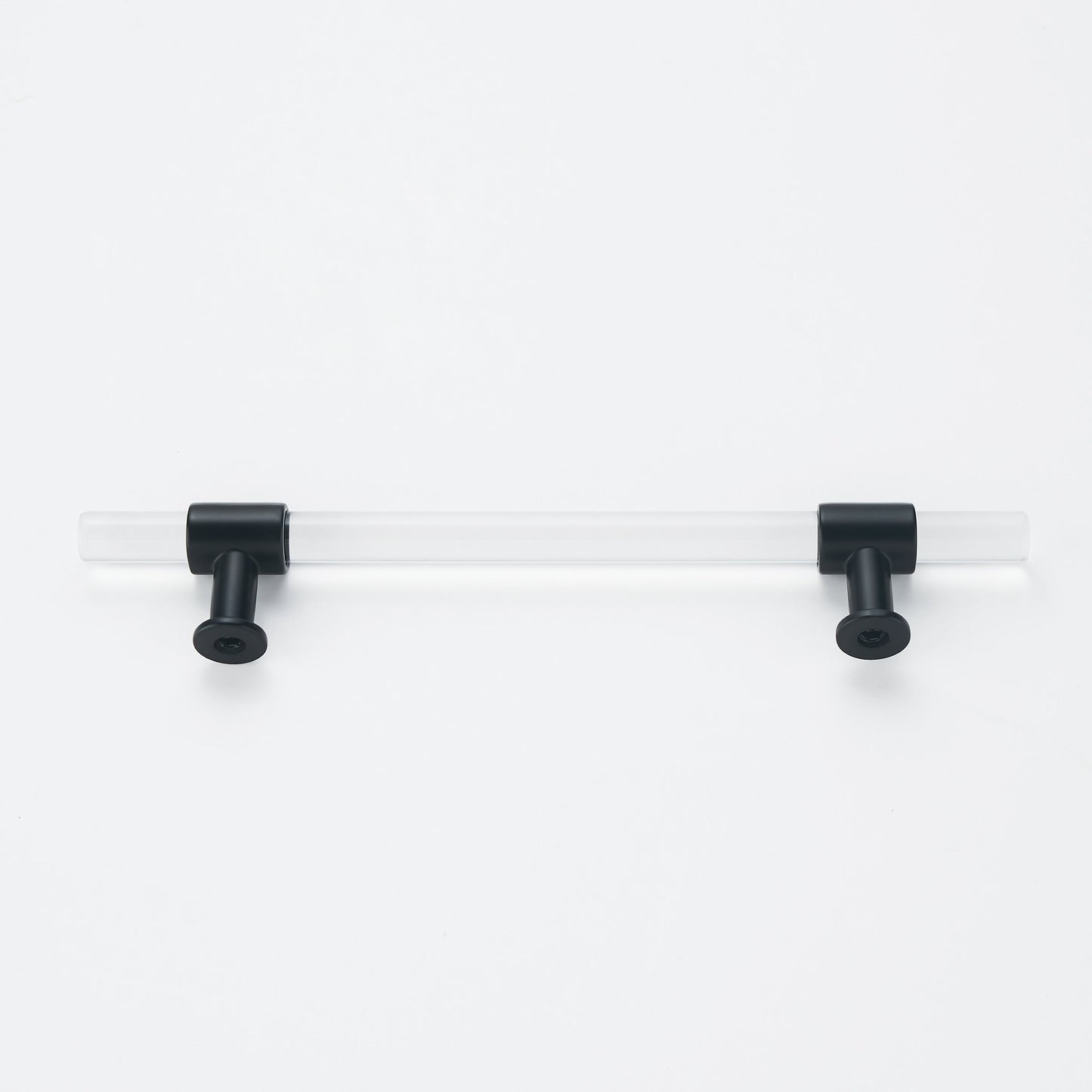 1 Pack 5 inch Hole Centers Cabinet Pulls, Clear Acrylic Drawer Handles, Black Finish with Zinc Alloy Base(128mm Hole Center)