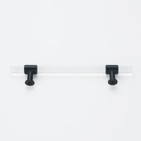 1 Pack 5 inch Hole Centers Cabinet Pulls, Clear Acrylic Drawer Handles, Black Finish with Zinc Alloy Base(128mm Hole Center)