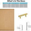 Modern Square Cabinet Pull Handle, 4-inch Length (2.5-inch Hole Center), Brushed Brass Cabinet Pulls for Dresser Drawers