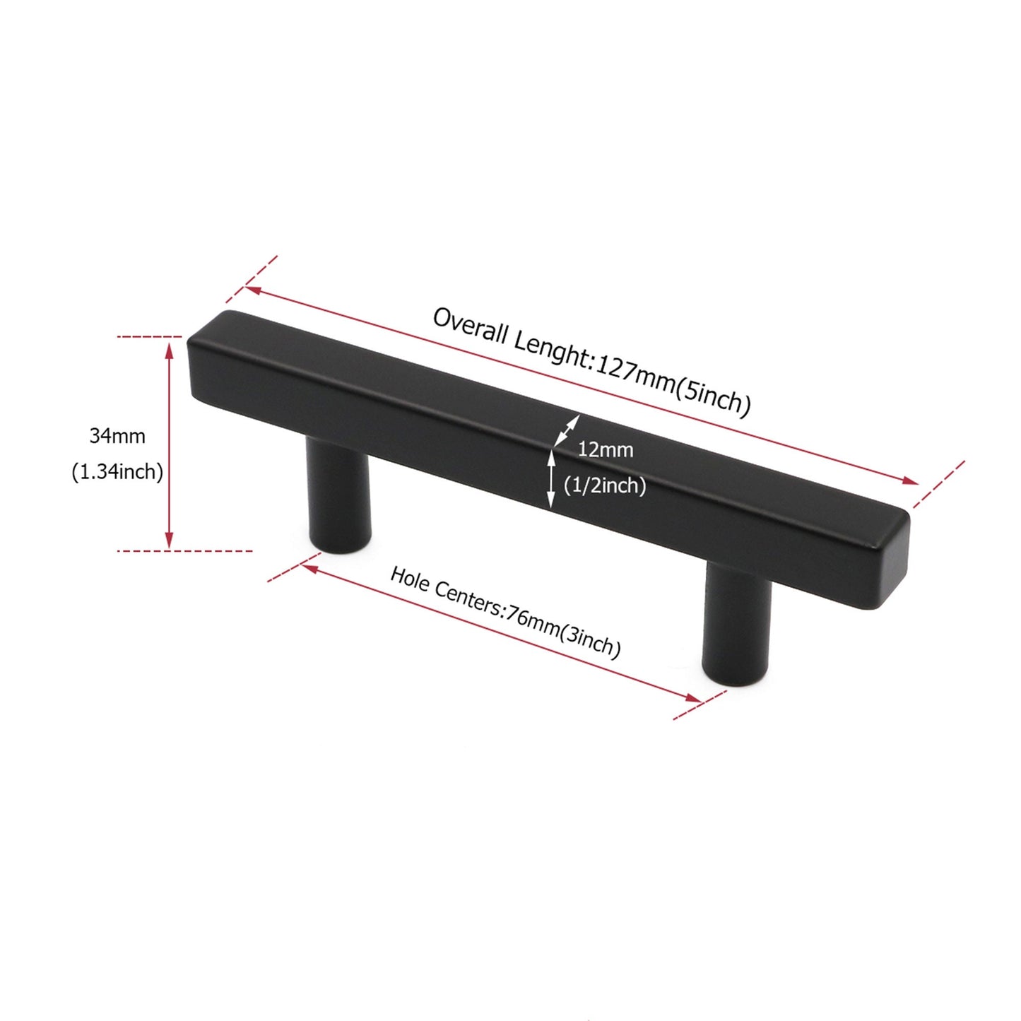 Matte Black Cabinet Knobs Furniture Hardware Drawer Pulls - Stainless Steel Cabinet Handles - Hole Centers(Knob，2.5"，3")