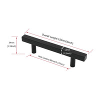 Black Kitchen Cabinet Handles Square Cabinet Drawer Pulls - Stainless Steel Cabinet Handles - Hole Centers(3.5"，3.7.5"，4")