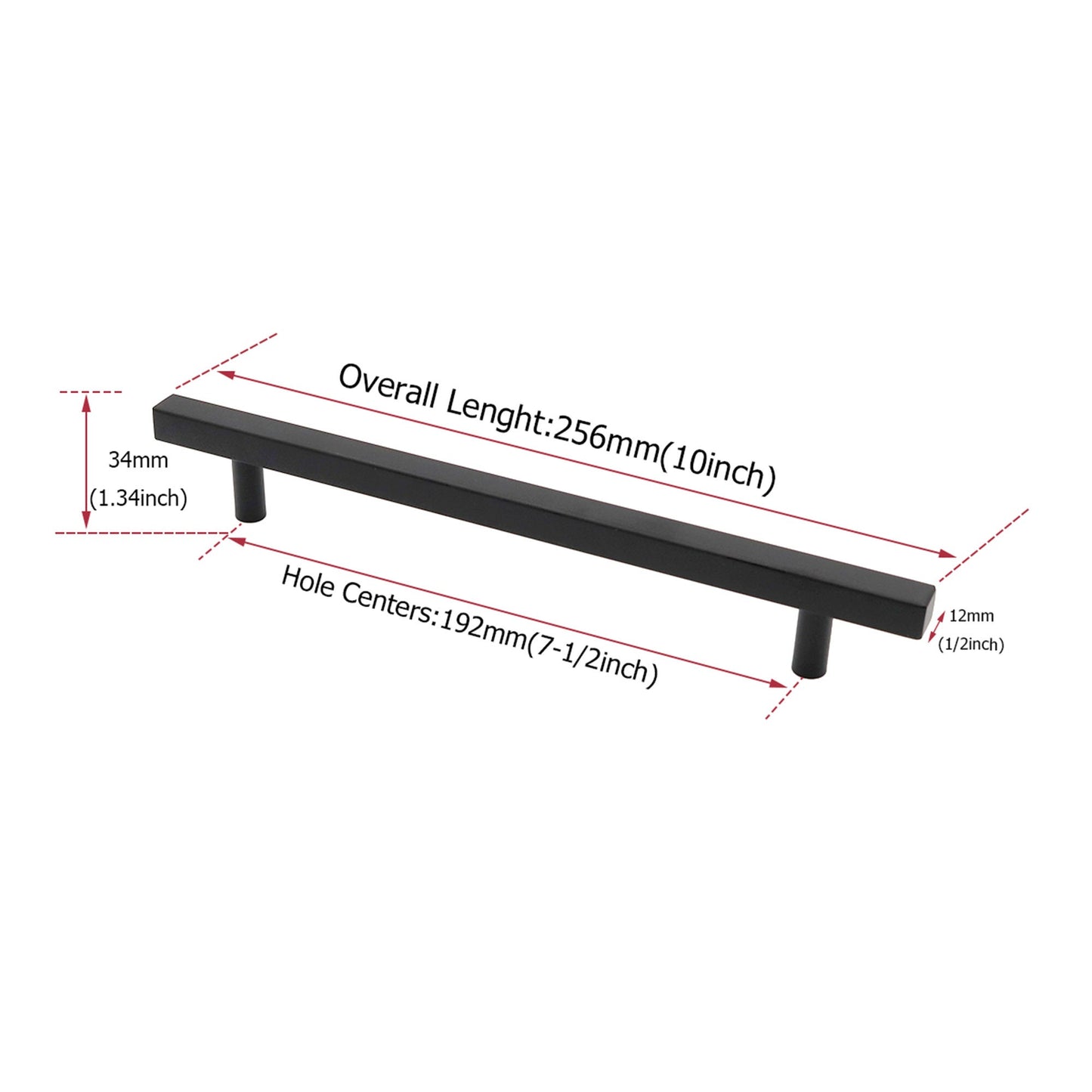 Matte Black Cabinet Pulls Kitchen Cabinet Handles - Large Size Handles - Hole Centers(7.5"，8"，8.8"，10")