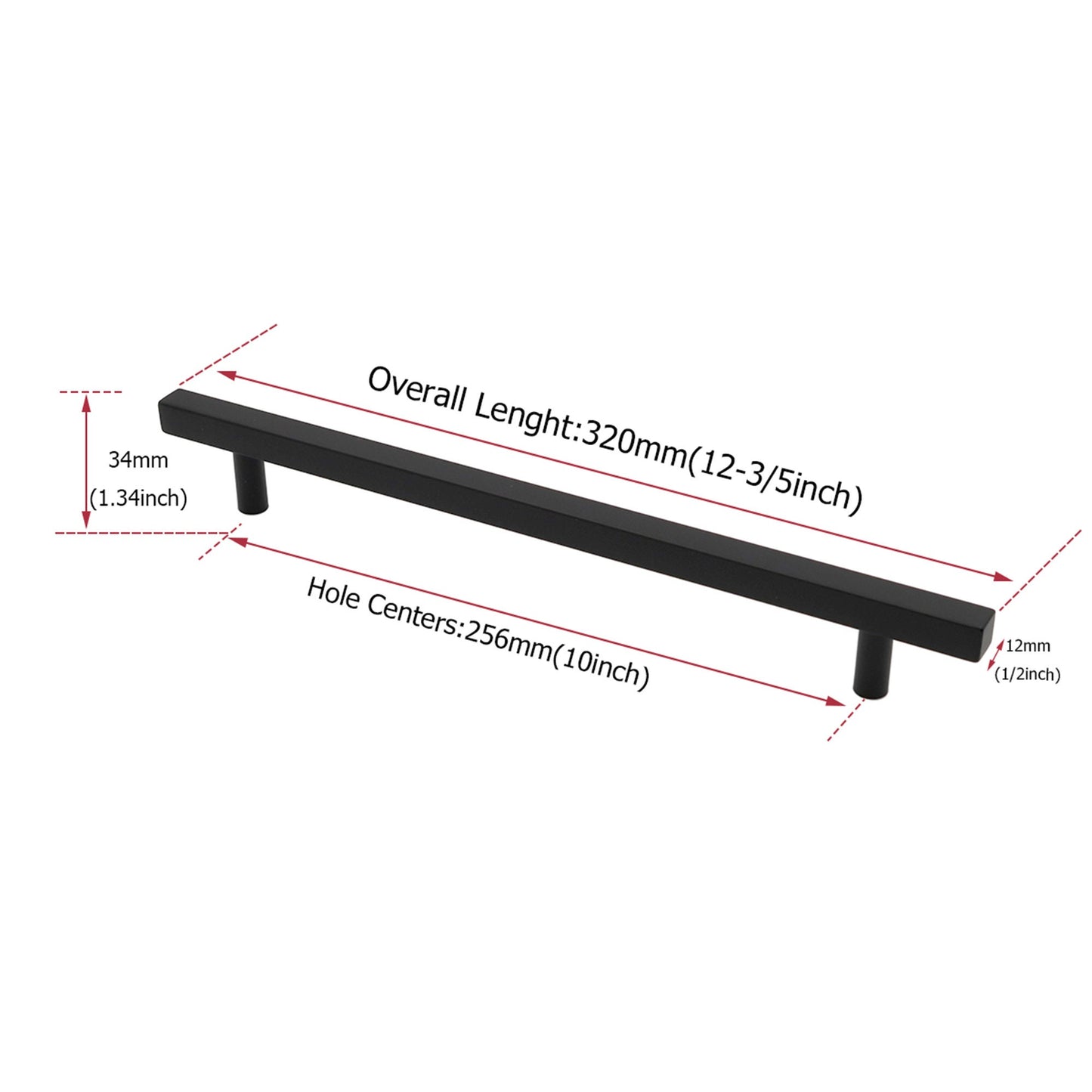 Matte Black Cabinet Pulls Kitchen Cabinet Handles - Large Size Handles - Hole Centers(7.5"，8"，8.8"，10")