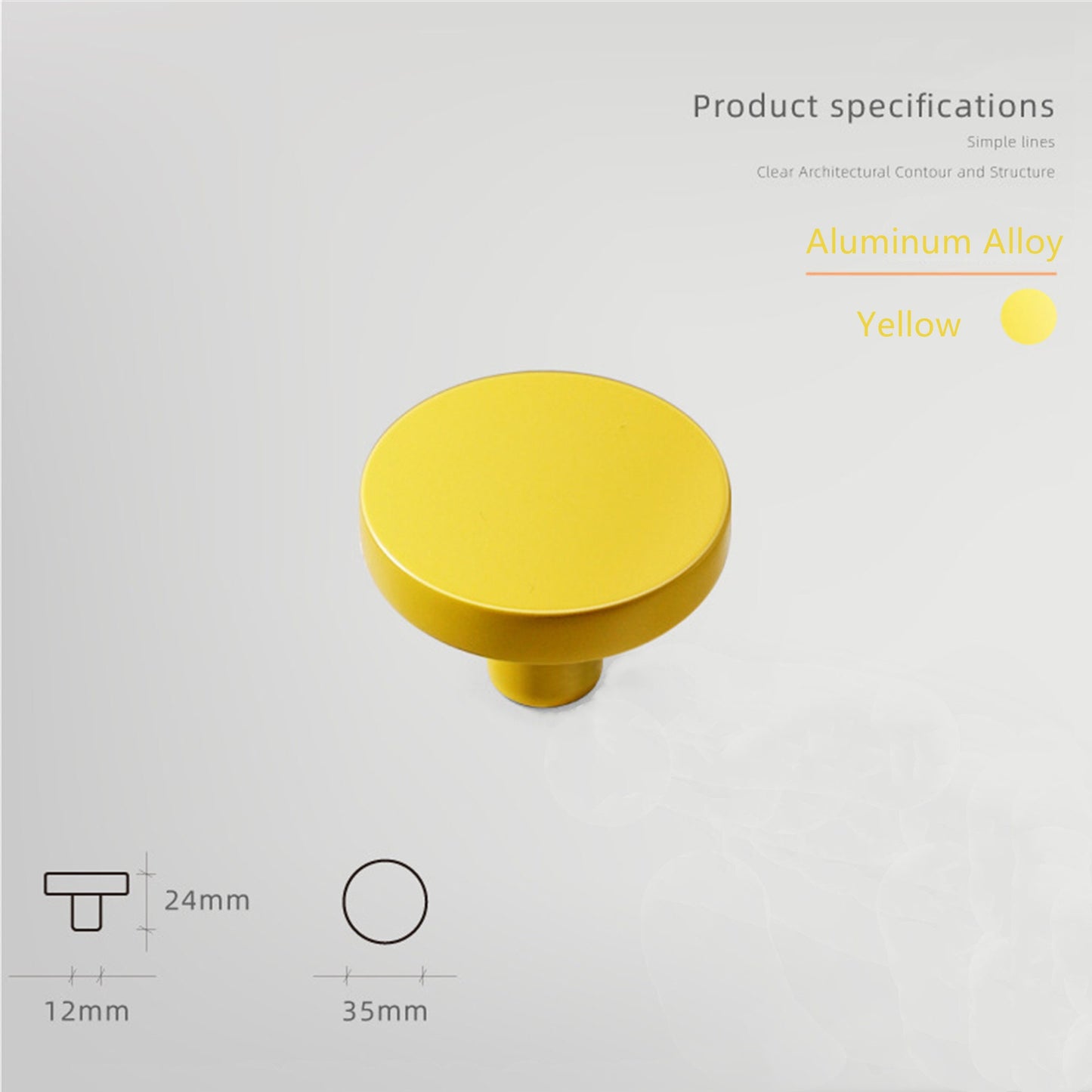 Macarone Color Aluminum Alloy Cabinet Knobs，1.38 Inch Round Dresser Handles Knobs for Home, Kitchen, Bathroom, Office and More