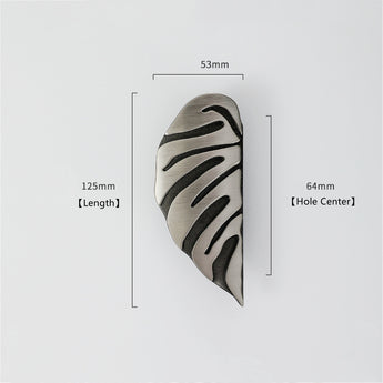 Creative Leaf Shape Handle Knob with Mounting Screws for Kitchen Cupboard Cabinet Wardrobe Drawer Door (Silver Ancient, 64mm)