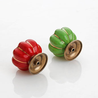 Vintage Decor Door Handle Pulls, Ceramic Cabinet Knobs, Multicolor Pumpkin Knobs for Kitchen, Cabinets, Cupboard, Dresser Drawers