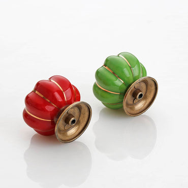 Vintage Decor Door Handle Pulls, Ceramic Cabinet Knobs, Multicolor Pumpkin Knobs for Kitchen, Cabinets, Cupboard, Dresser Drawers