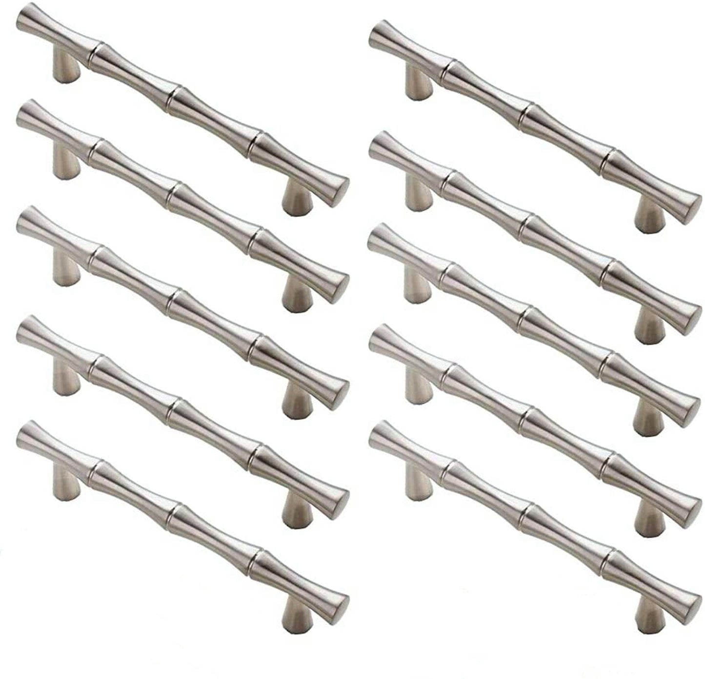 3.75 inch(Center To Center) Bamboo Shape Cabinet Pulls (3.75"/96mm，Brushed Nickel)