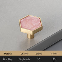 Brushed Brass Decorative Cabinet Hexagon Knobs，1.18"(30mm) Hexagon Solid Cabinet Knobs for Home，Kitchen，Bathroom，Office and More